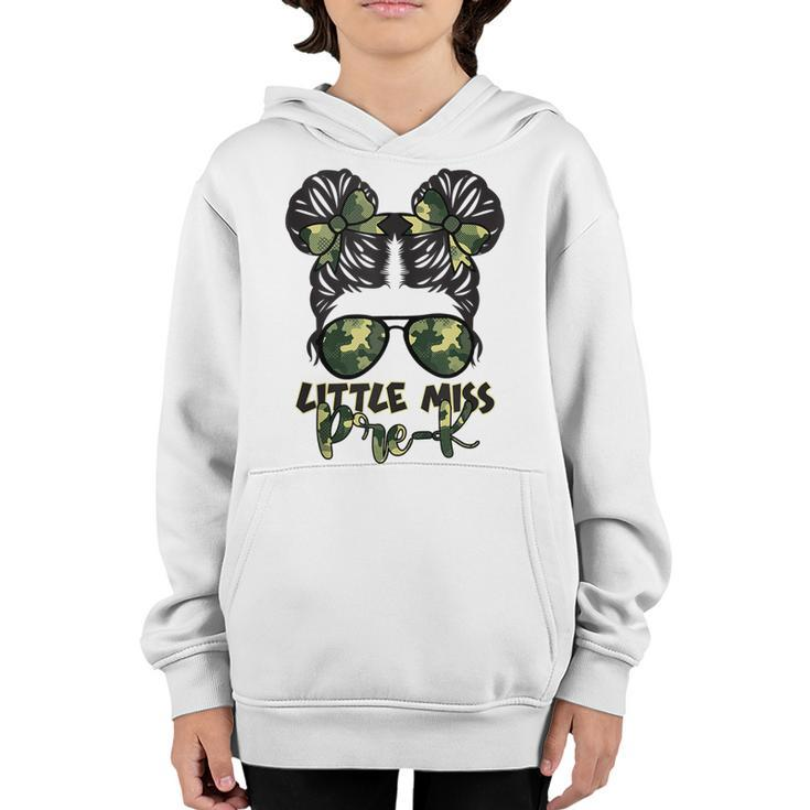 Camo Little Miss Pre-K Messy Bun Teacher And Child  Gifts For Teacher Funny Gifts Youth Hoodie