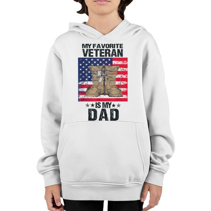 Dad Fathers Day My Favorite Veteran Is My Father Proud Kids  Youth Hoodie