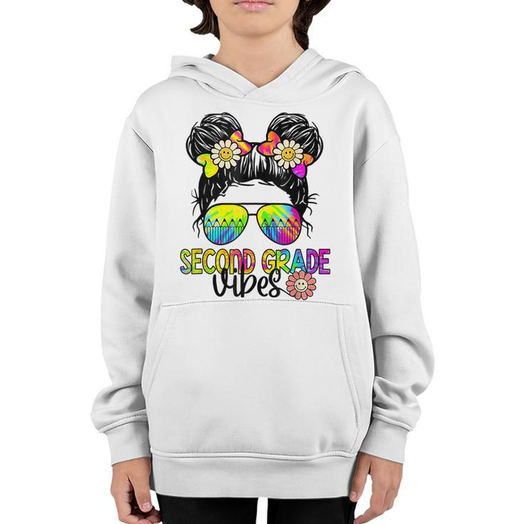 First Day Of 2Nd Grade Vibes Back To School Messy Bun  Bun Gifts Youth Hoodie
