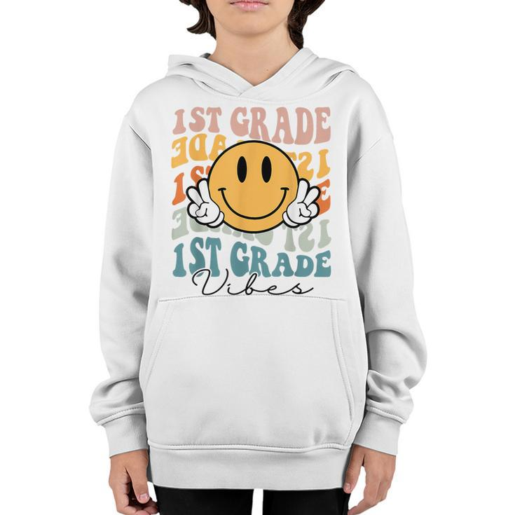 First Grade Vibes First Day Back To School Teacher Students  School Teacher Funny Gifts Youth Hoodie