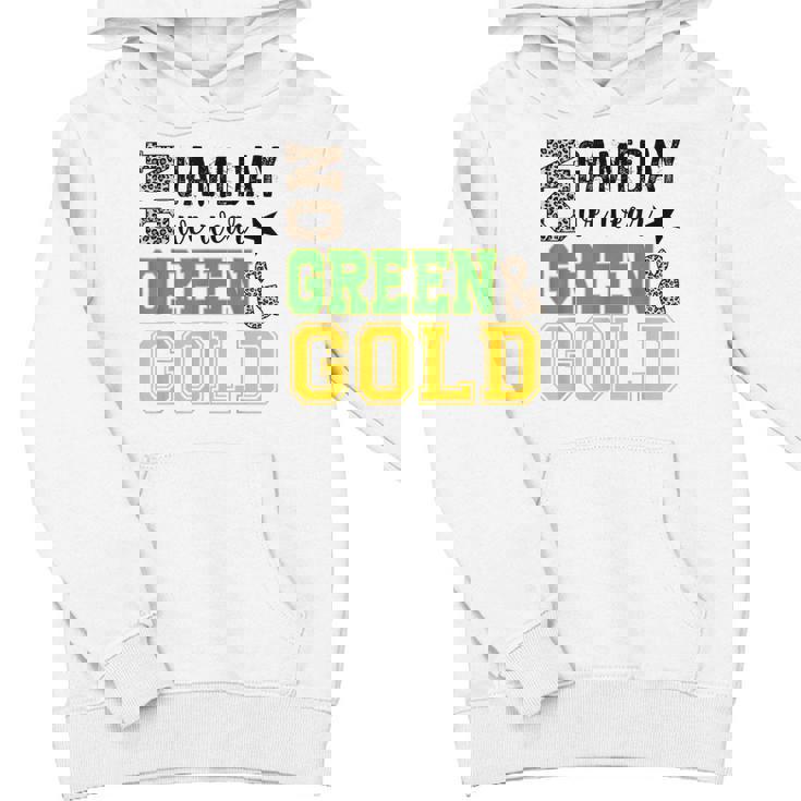 On Gameday Football We Wear Green And Gold Leopard Print Youth Hoodie