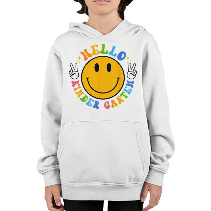 Groovy Hello Kindergarten Vibes Retro Teacher Back To School  Gifts For Teacher Funny Gifts Youth Hoodie
