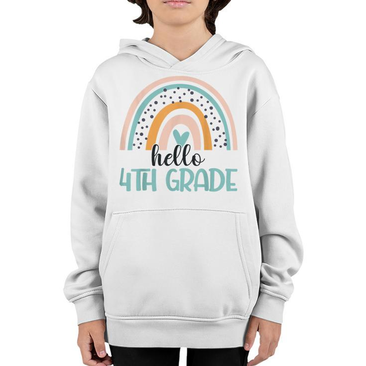 Hello 4Th Grade Teacher Student Back To School Rainbow  Gifts For Teacher Funny Gifts Youth Hoodie