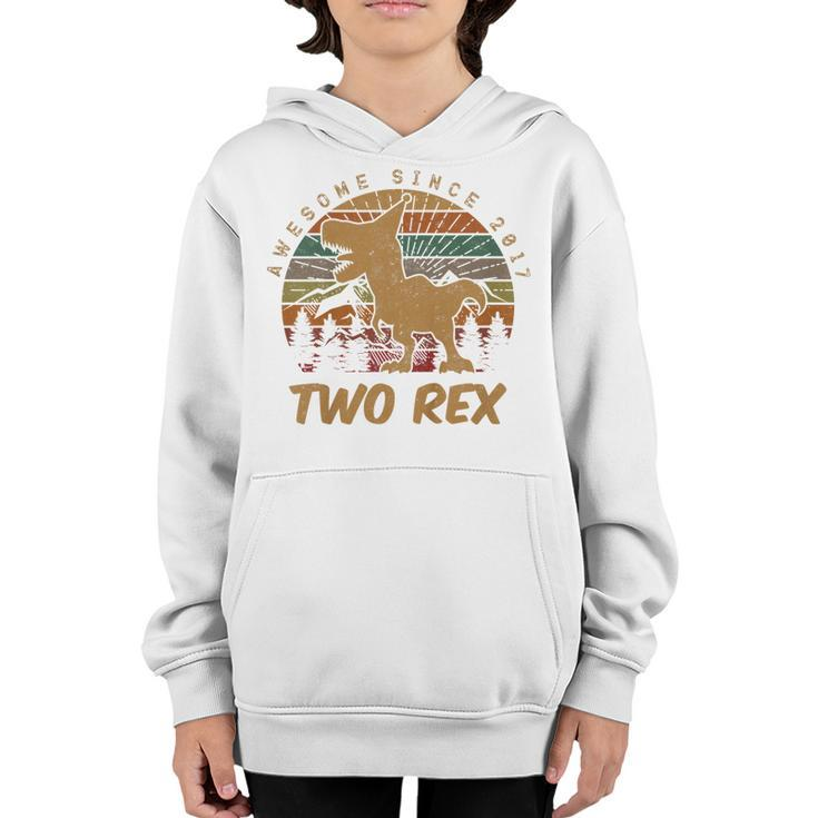 Kids 2Nd Birthday Two Rex Gift Second Dinosaur Gifts 2 Year Old  Youth Hoodie