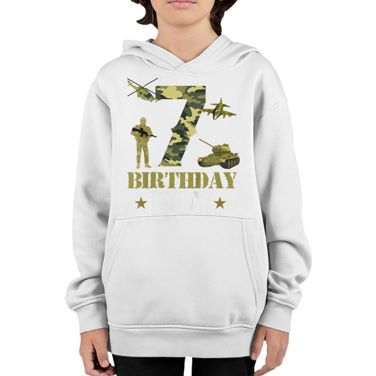 Kids 7Th Birthday Military Themed Camo Boys 7 Yrs Old Soldier  Youth Hoodie