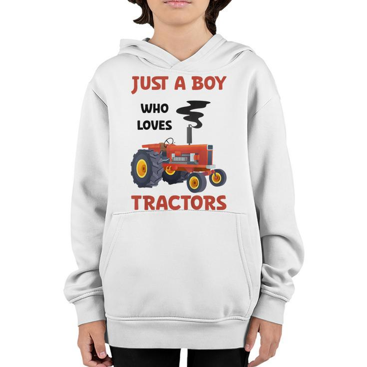 Kids Just A Boy Who Loves Tractors Farming Lover Awesome Cute  Youth Hoodie