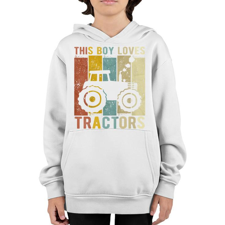 Kids This Boy Loves Tractors Boys Tractor Youth Hoodie
