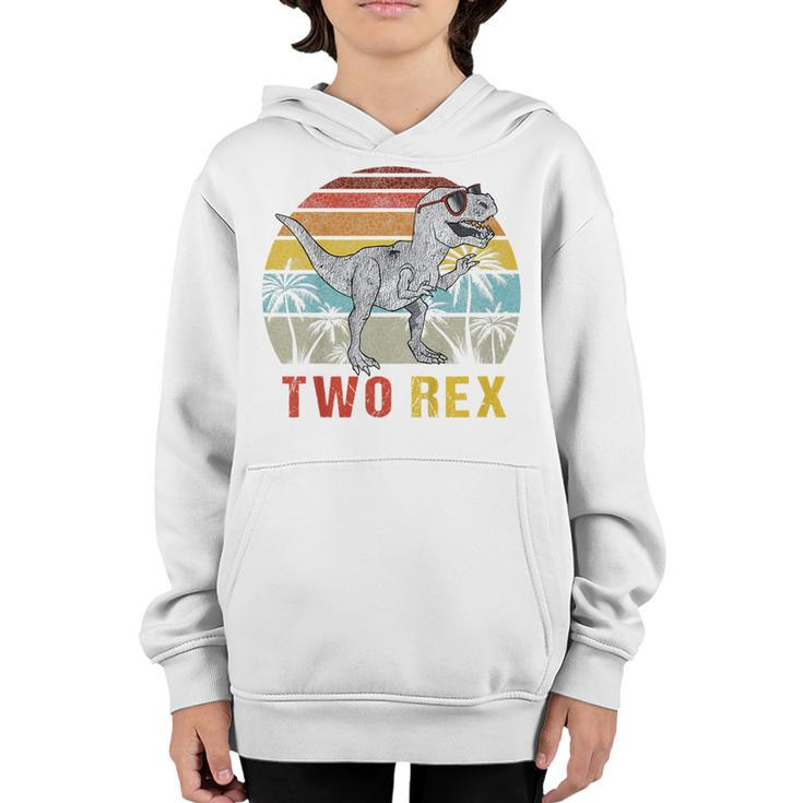 Kids Two Rex 2Nd Birthday  Second Dinosaur 2 Year Old  Youth Hoodie