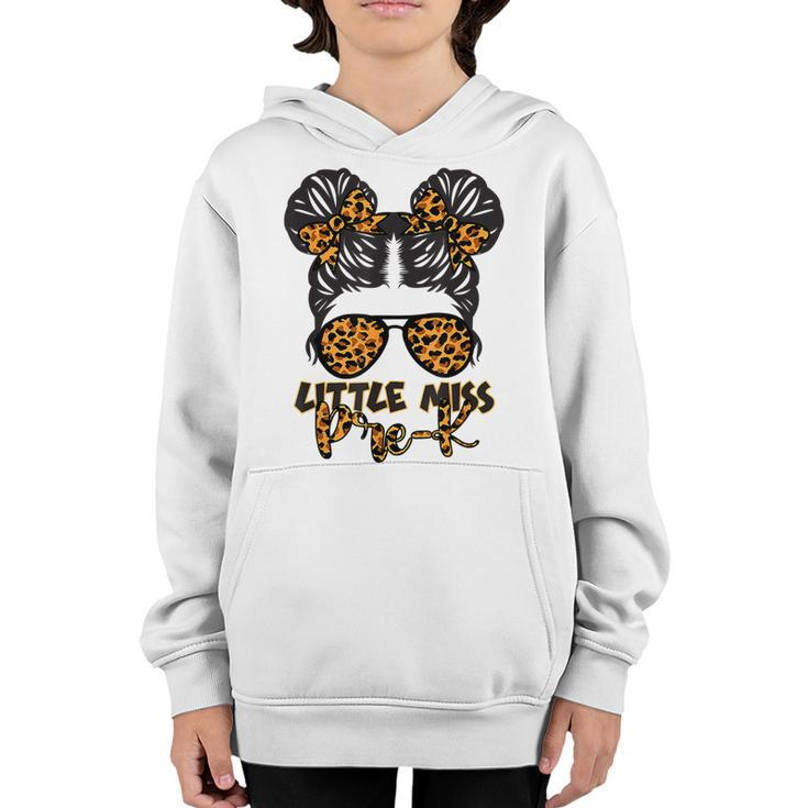 Leopard Little Miss Pre K Messy Bun Teacher And Child  Gifts For Teacher Funny Gifts Youth Hoodie