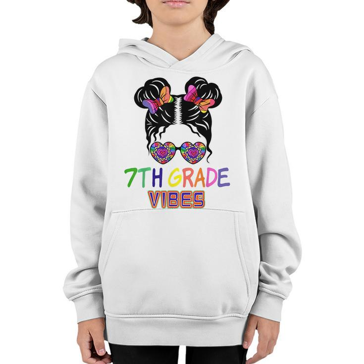 Little Miss Fifth 7Th Grade Messy Bun Girl Back To School  Youth Hoodie