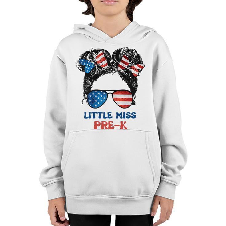 Little Miss Pre-K Back To School 4Th Of July Us Flag  Youth Hoodie