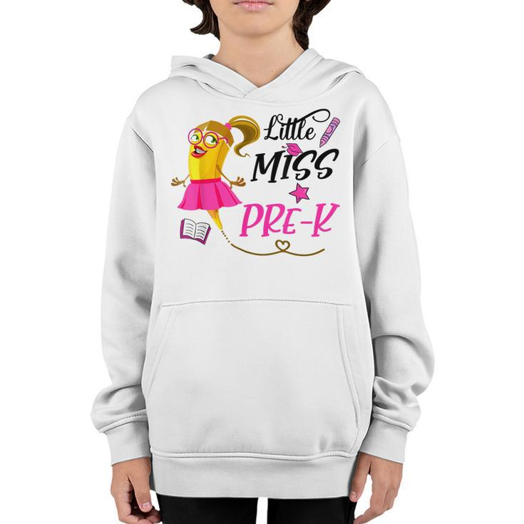 Pre K  For Girls Cute Crayon Little Miss Pre K Student  Youth Hoodie