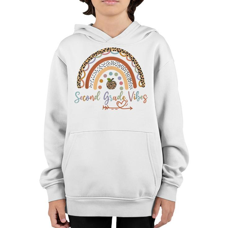 Second Grade Vibes Rainbow Teacher Leopard 2Nd Grade Outfit  Rainbow Teacher Funny Gifts Youth Hoodie