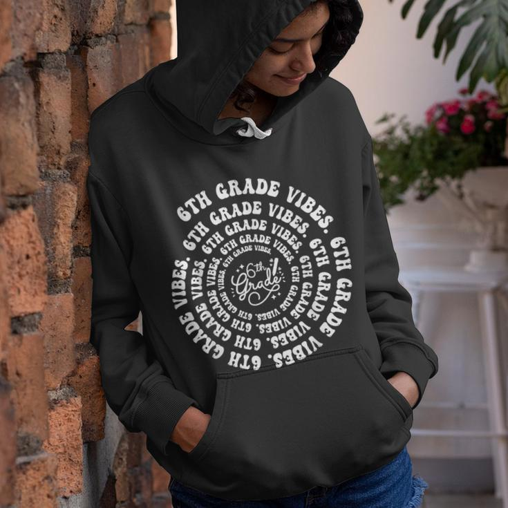 6Th Grade Vibes Spiral Groovy Vintage First Day Of School Groovy Gifts Youth Hoodie