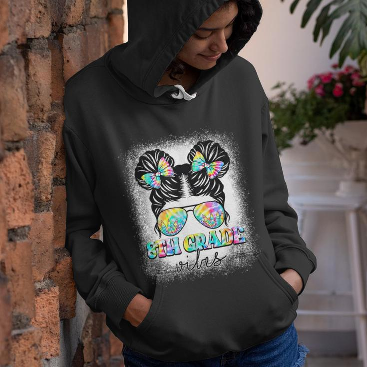 8Th Grade Vibes Messy Hair Bun Girl Back To School First Day Youth Hoodie