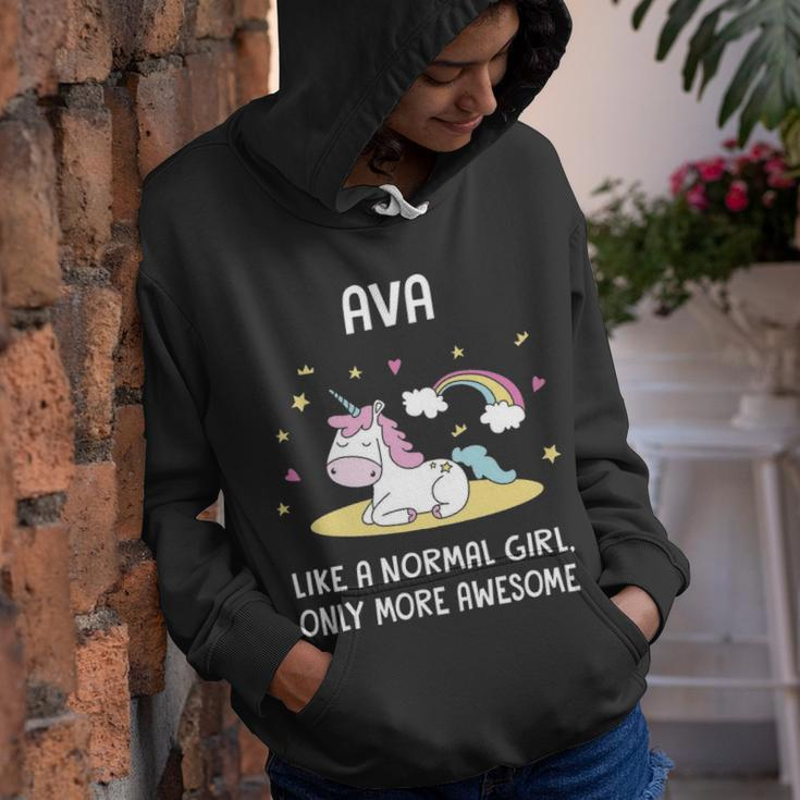 Ava Name Gift Ava Unicorn Like Normal Girl Only More Awesome Youth Hoodie