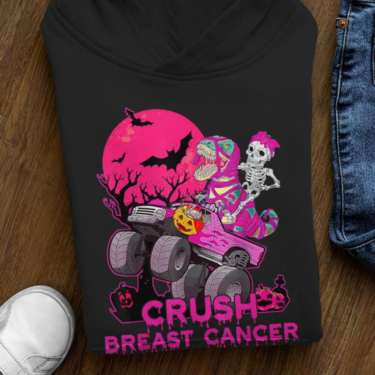 Crush Breast Cancer Skeleton Monster Truck Halloween Boy Kid Youth Hoodie