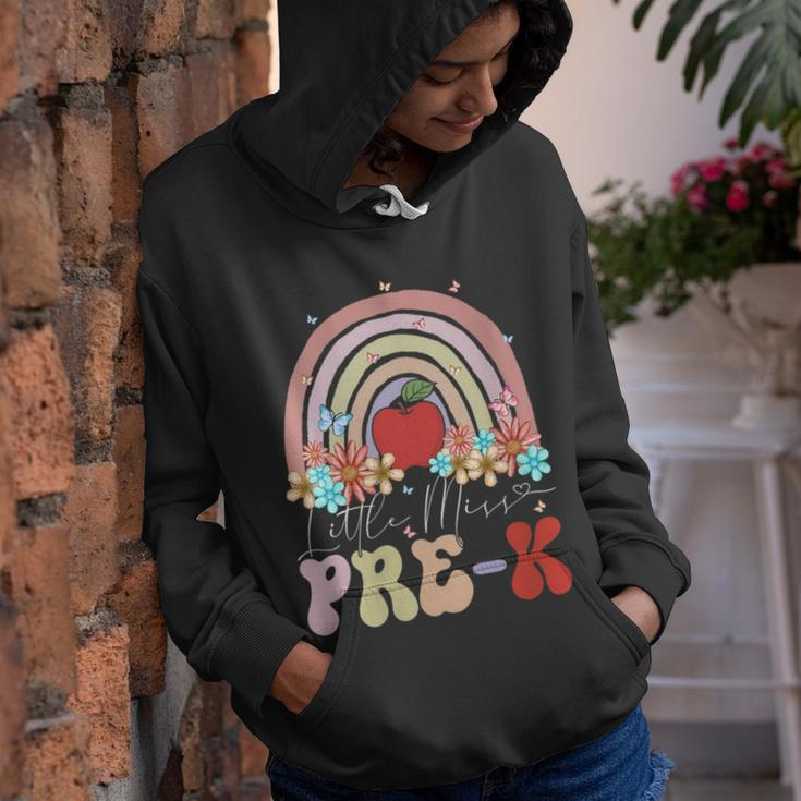 Little Miss Pre-K Back To School Rainbow Groovy Floral Little Miss Gifts Youth Hoodie