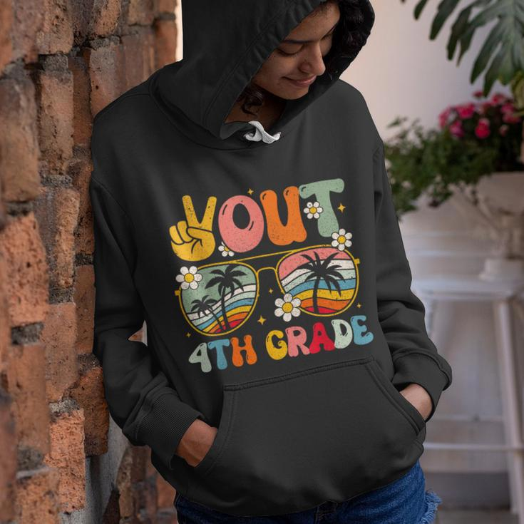 Peace Out 4Th Grade Groovy Graduation Last Day Of School Youth Hoodie