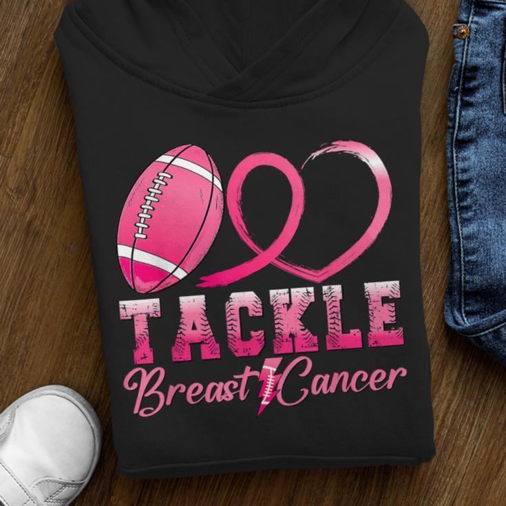 Tackle Breast Cancer Awareness Football Pink Ribbon Boys Kid Youth Hoodie