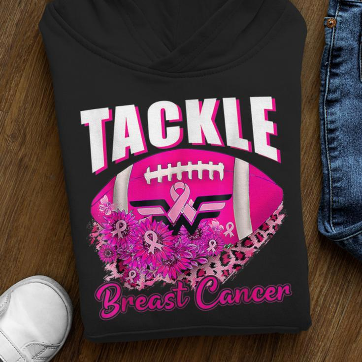 Tackle Football Pink Ribbon Breast Cancer Awareness Boys Kid Youth Hoodie