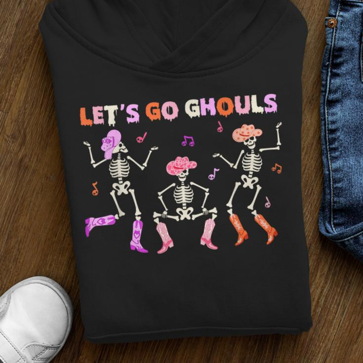 Western Cowboy Skeleton Dancing Let's Go Ghouls Halloween Youth Hoodie