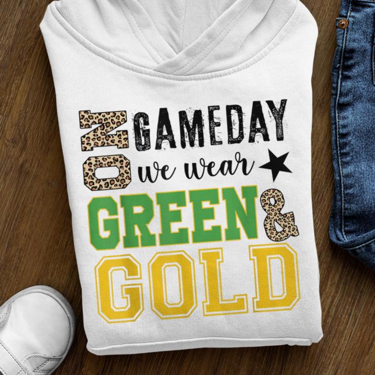 On Gameday Football We Wear Green And Gold Leopard Print Youth Hoodie