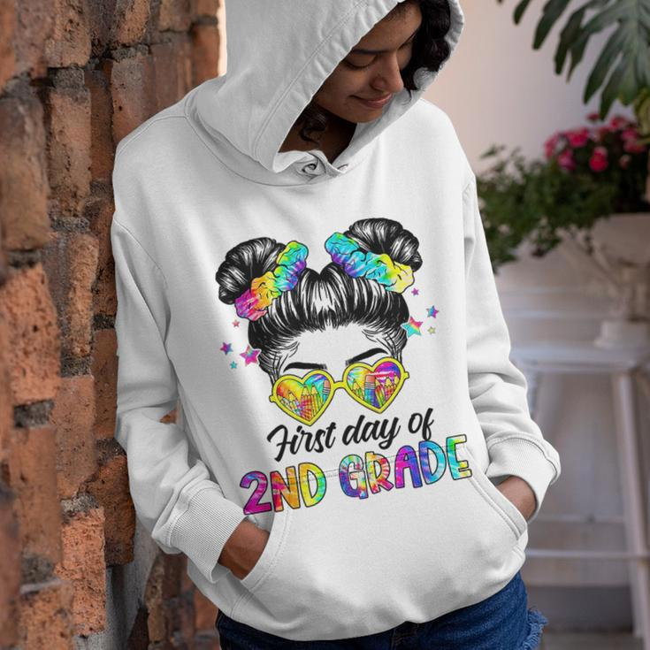 Kids First Day Of 2Nd Grade Messy Hair Bun Girl Back To School Youth Hoodie