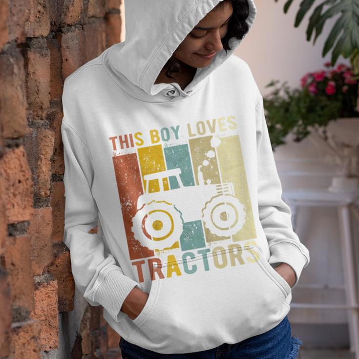 Kids This Boy Loves Tractors Boys Tractor Youth Hoodie