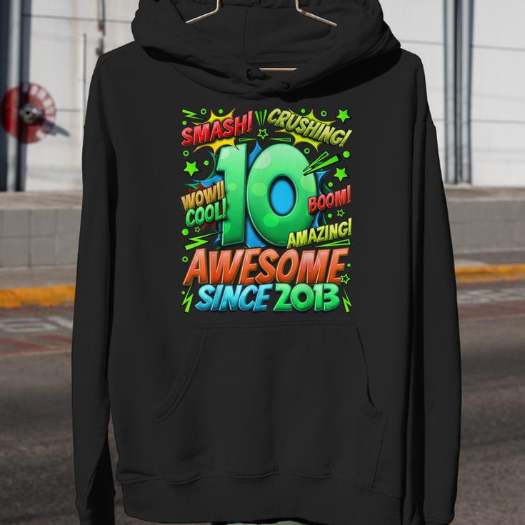 10Th Birthday Comic Style Awesome Since 2013 10 Year Old Boy Youth Hoodie