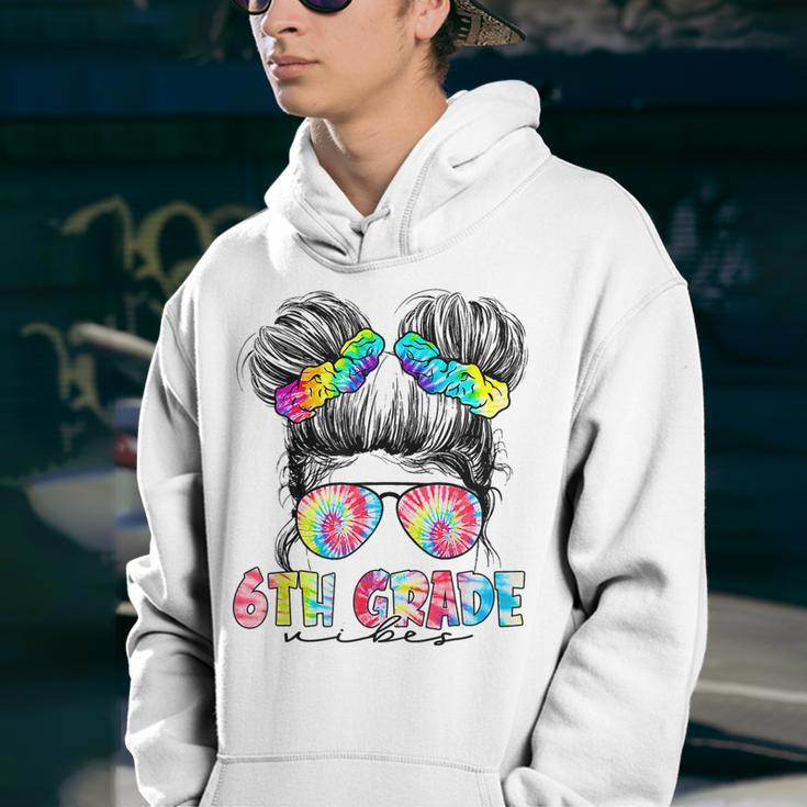 First Day Of 6Th Grade Vibes Back To School Messy Bun Girl Bun Gifts Youth Hoodie