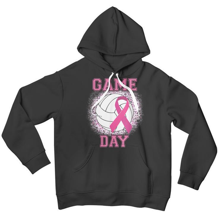 Game Day Pink Ribbon Volleyball Tackle Breast Cancer Warrior Youth Hoodie