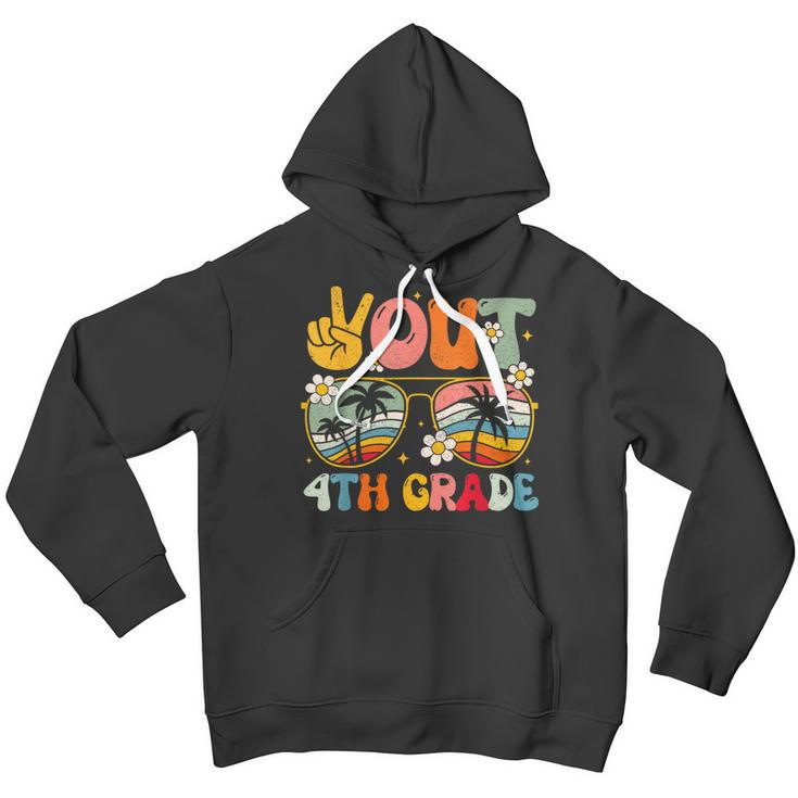 Peace Out 4Th Grade Groovy Graduation Last Day Of School Youth Hoodie