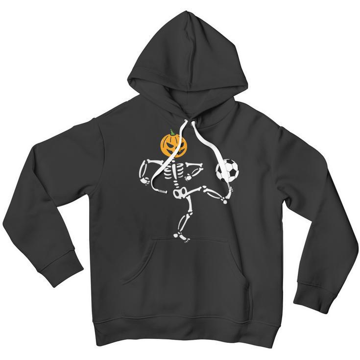 Pumpkin Skeleton Soccer Player Halloween Boys Soccer Youth Hoodie