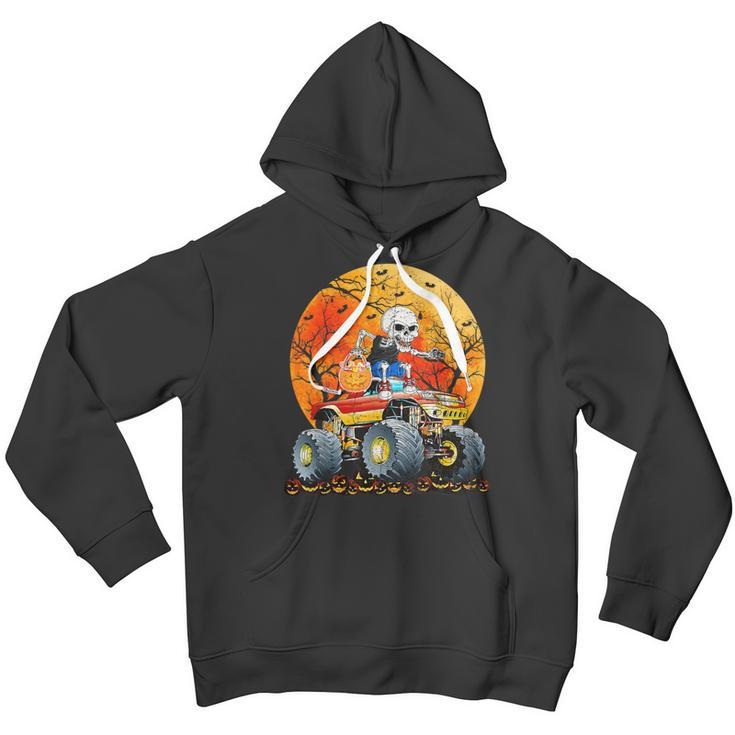 Skeleton Monster Truck Moon Candy Toddler Boys Halloween Youth Hoodie
