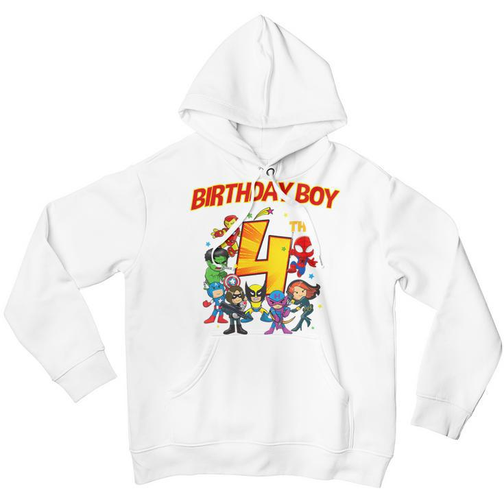 Kids 4Th Third Birthday Boy Superhero Super Heroes Party  Youth Hoodie