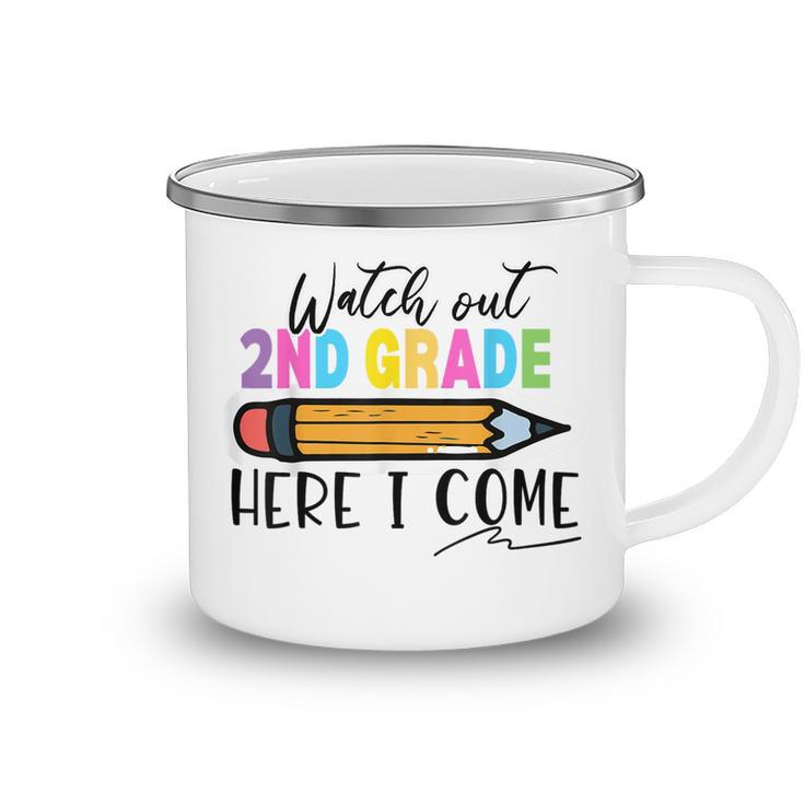 Watch Out 2Nd Grade Here I Come First Day Of School Boy Girl Camping Mug