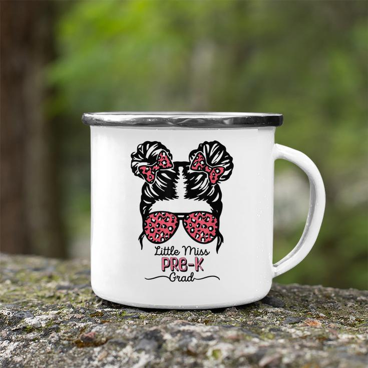 Little Miss Pre-K Grad Pink Leopard Messy Bun Graduation Camping Mug
