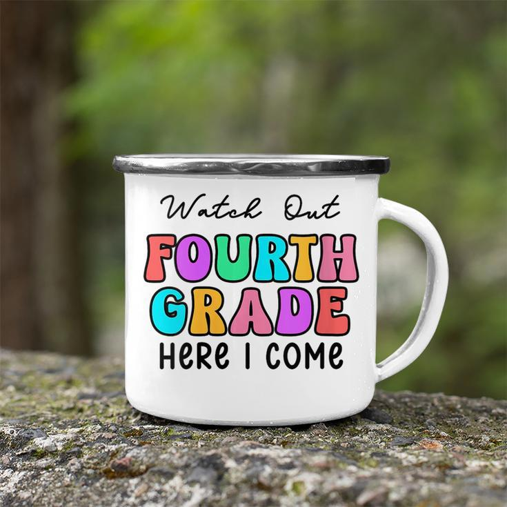 Watch Out 4Th Grade Here I Come Groovy Back To School Camping Mug