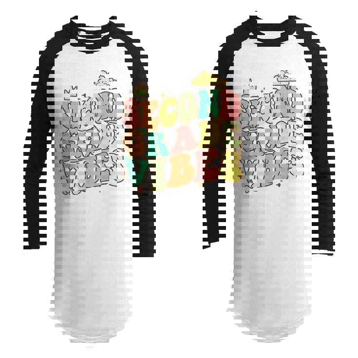 Groovy Retro 2Nd Grade Vibes Back To School First Day Retro Gifts Youth Raglan Shirt