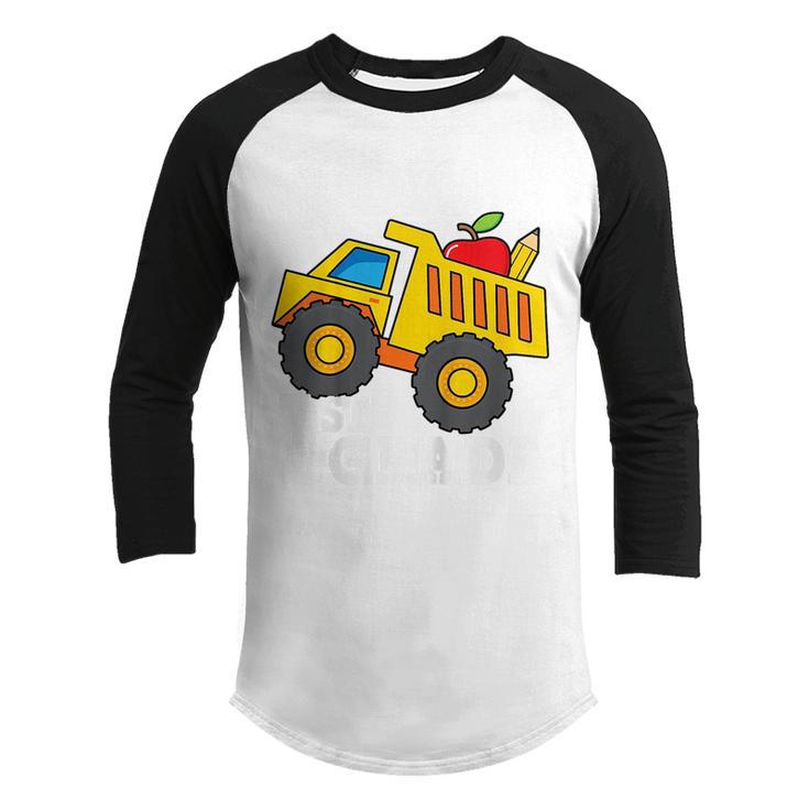 Kids I Dig 1St Grade Dump Truck Construction Back To School Boys  Youth Raglan Shirt