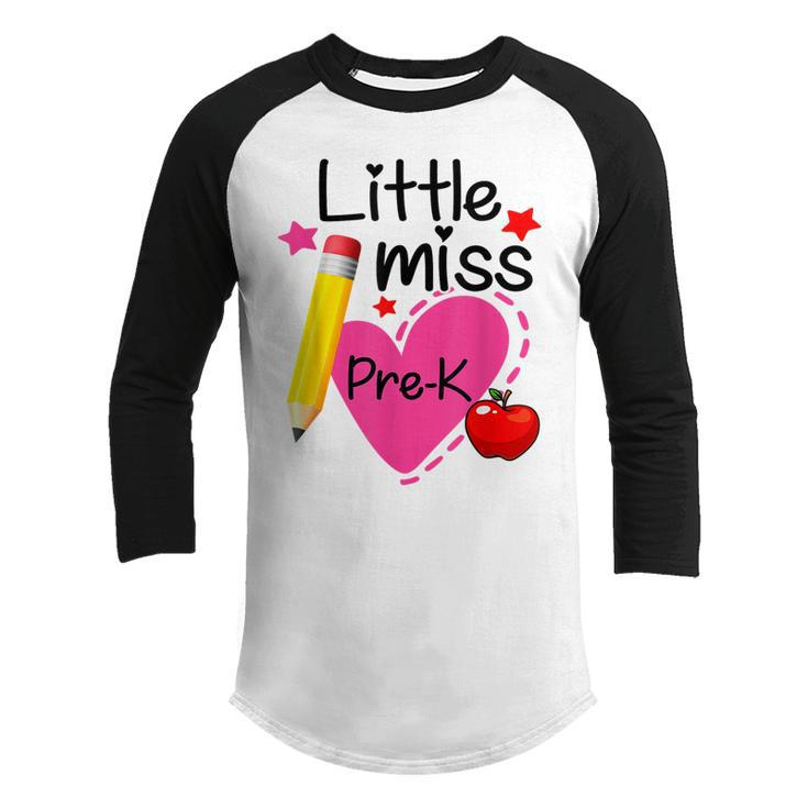 Little Miss Pre K Back To School Hello First Grade  Youth Raglan Shirt