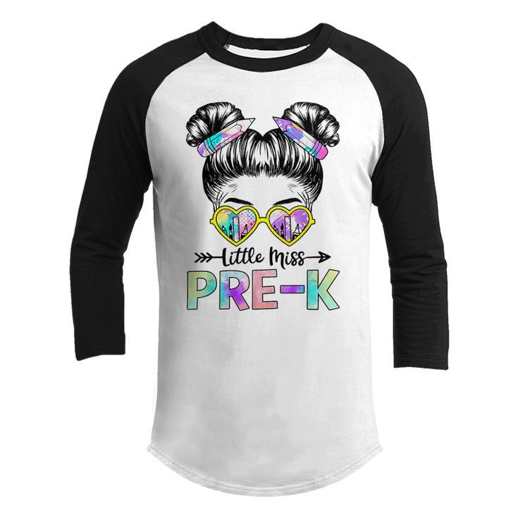 Little Miss Pre K Girl Back To School  Daughter  Funny Gifts For Daughter Youth Raglan Shirt