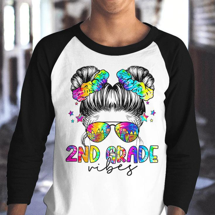 2Nd Grade Vibes Messy Bun Girl - Second Grade Back To School Bun Gifts Youth Raglan Shirt