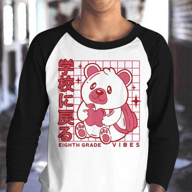 8Th Grade Vibes Back To School Teddy Bear Japanese Aesthetic Teddy Bear Funny Gifts Youth Raglan Shirt
