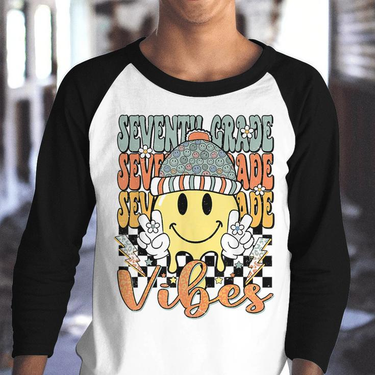 Groovy 7Th Grade Vibes Funny Back To School Groovy Gifts Youth Raglan Shirt