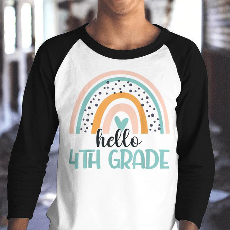 Hello 4Th Grade Teacher Student Back To School Rainbow Gifts For Teacher Funny Gifts Youth Raglan Shirt