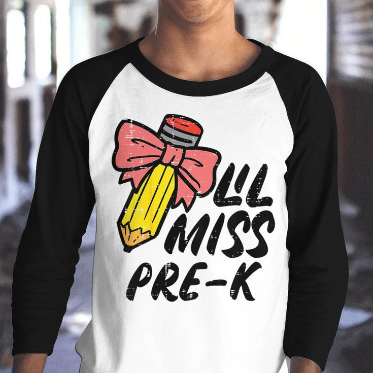 Kids Lil Miss Pre K Cute First Day Of Prek Pre Kindergarten Girls Youth Raglan Shirt