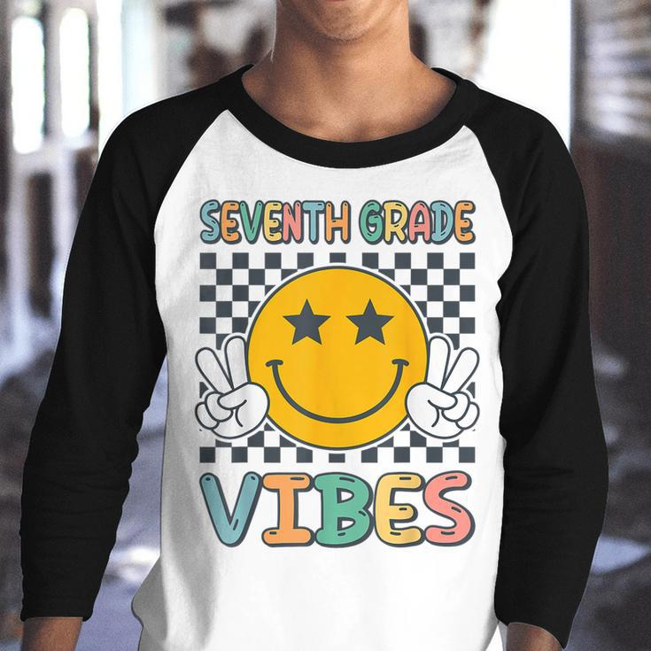 Seventh Grade Vibes Retro Teacher 1St Day Of School Gifts For Teacher Funny Gifts Youth Raglan Shirt