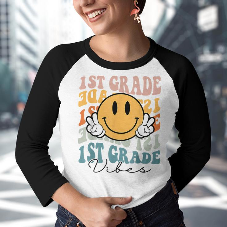 First Grade Vibes First Day Back To School Teacher Students School Teacher Funny Gifts Youth Raglan Shirt